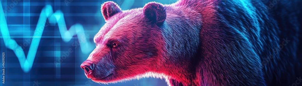 Aufkleber a striking digital art of a bear, symbolizing strength and resilience against a backdrop of financia
