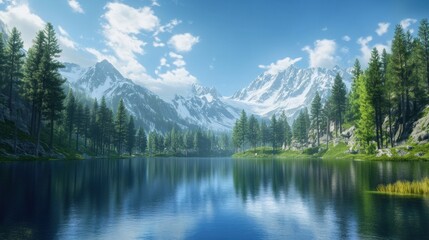Serene Mountain Lake Landscape