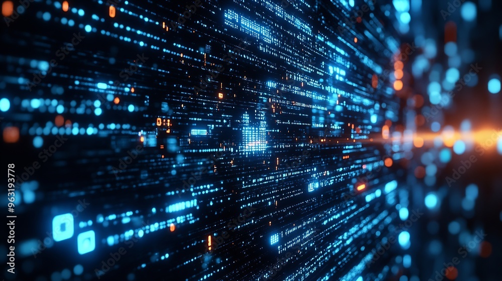 Poster Digital transformation technology strategy  System engineering Binary code Programming adoption of technology in business in the digital age Digital transformation concept : Generative AI