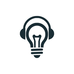 headphone lamp light bulb technology logo vector illustration template design