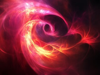 Abstract swirl of red and yellow light.