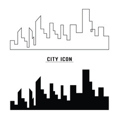 City silhouette vector set. Panorama city background. Skyline urban border collection. Isolated on white background in eps 10.