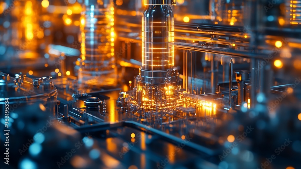 Poster Modern factory and communication network concept Telecommunication IoT Internet of Things ICT Information communication Technology 5G Smart factory Digital transformation : Generative AI