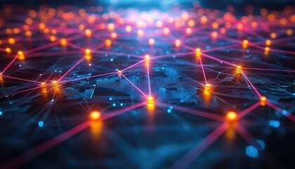 Obraz premium Global Network Connection with Glowing Lights