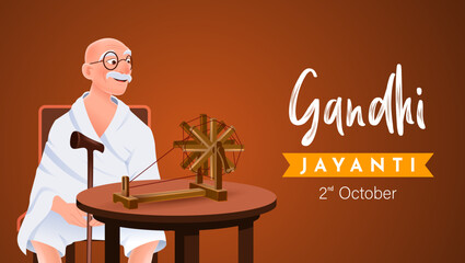 Happy Gandhi Jayanti 3D Vector Illustration. Mohandas Karam Chandra Gandhi Birthday.