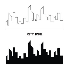 Naklejka premium City silhouette land scape. City landscape. Downtown landscape with high skyscrapers. Panorama architecture Goverment buildings illustration in eps 10.