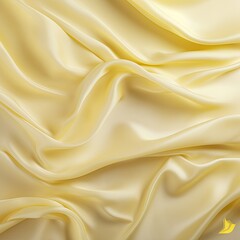 Fototapeta premium This image showcases a soft, luxurious, wavy, yellow silk-like fabric with multiple folds and creases, creating an elegant and stylish display.
