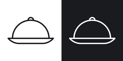 Food tray line icons in black and white