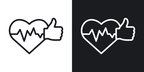 Good health line icons in black and white