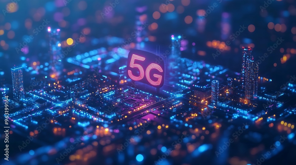 Poster smart city and communication network concept 5g iot internet of things telecommunication : generativ