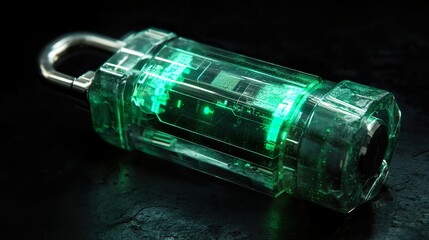 Green plastic electronic lock with translucent sci-fi design