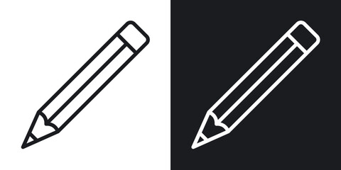 Pencil line icons in black and white