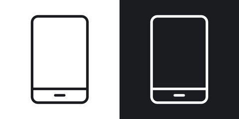 Smartphone line icons in black and white