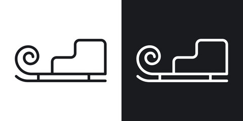 Sled line icons in black and white