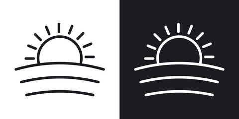 Sunrise line icons in black and white