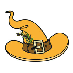 Small witch hat with buckle and blade of grass color variation