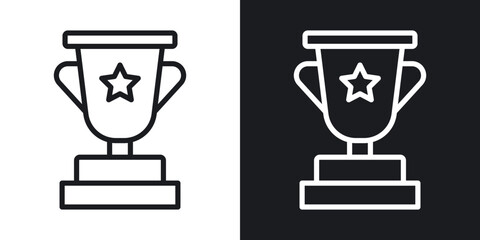 Trophy line icons in black and white