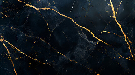 A black background with gold marble veins , The luxurious gold streaks create a striking contrast against the matte black surface , black marble with Golden lines