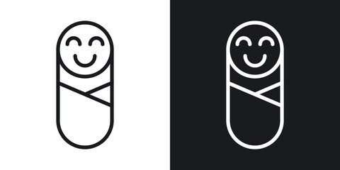 Baby line icons in black and white