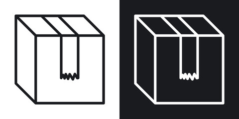 Boxes line icons in black and white