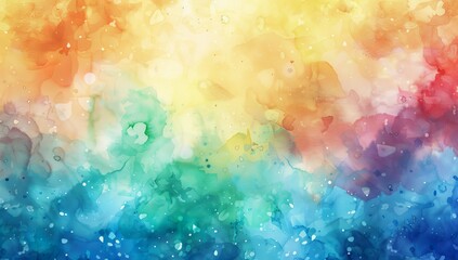 Vibrant rainbow watercolor with rich blue, green, and orange tones