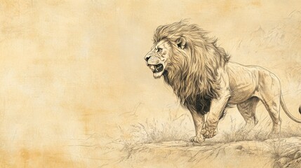 Fototapeta premium Biblical Illustration: Powerful Lion Standing Protectively Over Prey, Symbolizing the Lord’s Unyielding Defense of Jerusalem Against Its Enemies