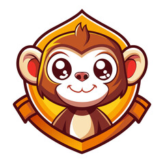 Cute Cartoon Monkey with Large Eyes and a Smile