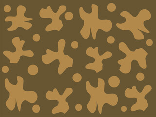 Abstract organic pattern background design with asymmetrical shapes and scattered round dots, This unique pattern is ideal for projects that need a modern touch with a fun natural feel.