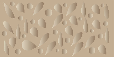 This abstract background features a leaf and circle pattern with a subtle 3D effect on a beige color palette. Ideal for a variety of creative graphic design purposes.