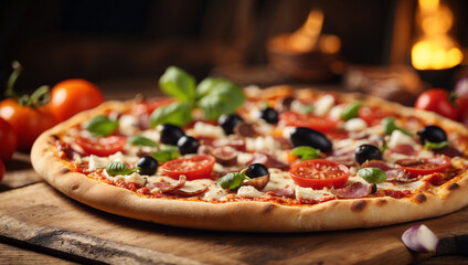 Close-up of a Mouthwatering Pizza with Fresh Ingredients