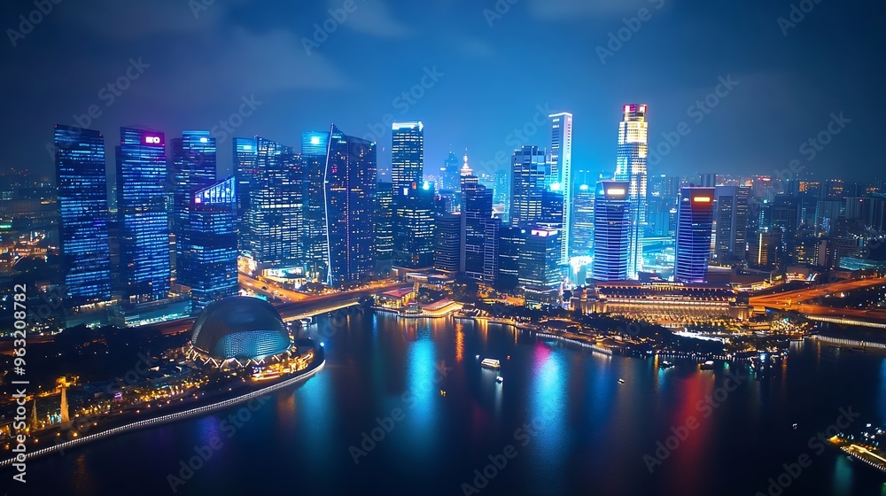 Poster modern cityscape and communication network concept internet of things ict information communication 