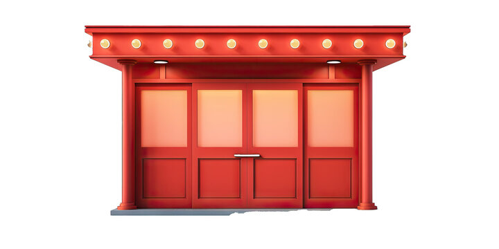 Theater ticket booth, symbolizing ticket sales and entry to a theater, isolated on transparent background PNG