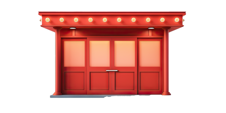 Theater ticket booth, symbolizing ticket sales and entry to a theater, isolated on transparent background PNG