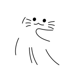 cute ghost cat dancing illustration 