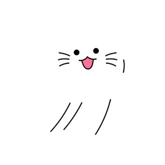 cute ghost cat hands up illustration 