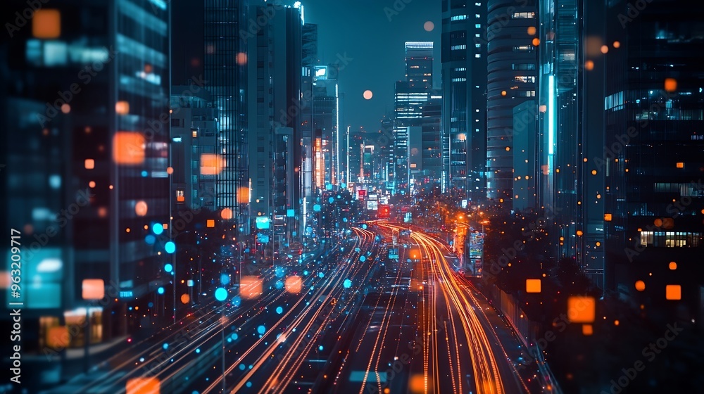 Poster smart city and intelligent communication network of things wireless connection technologies concept 