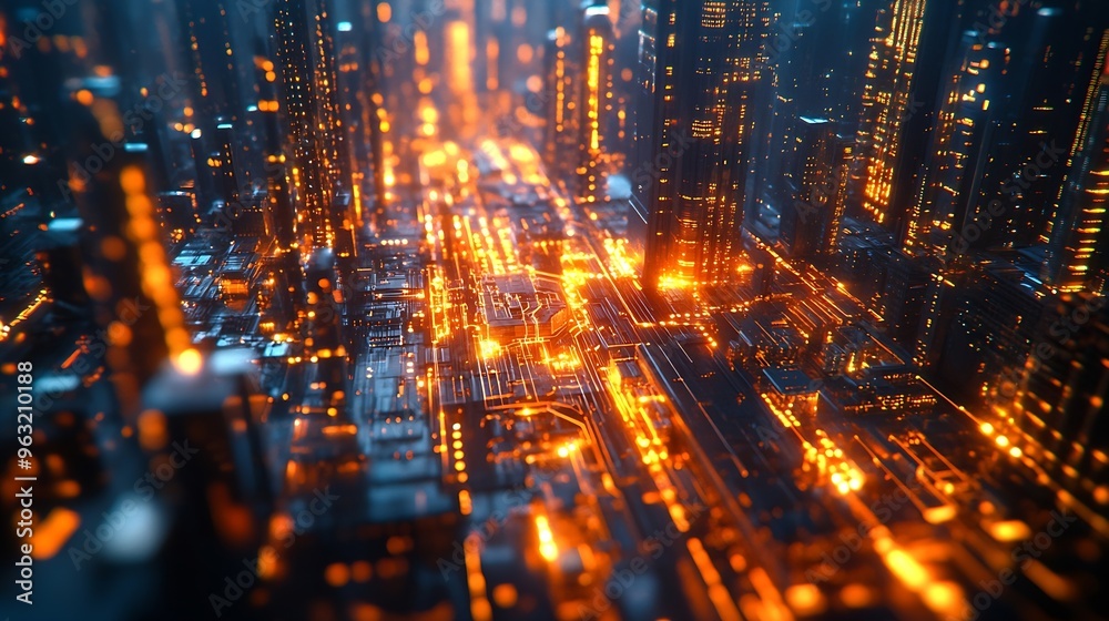 Poster Smart city and digital transformationBig data connection technology Telecommunication and communication network concept : Generative AI