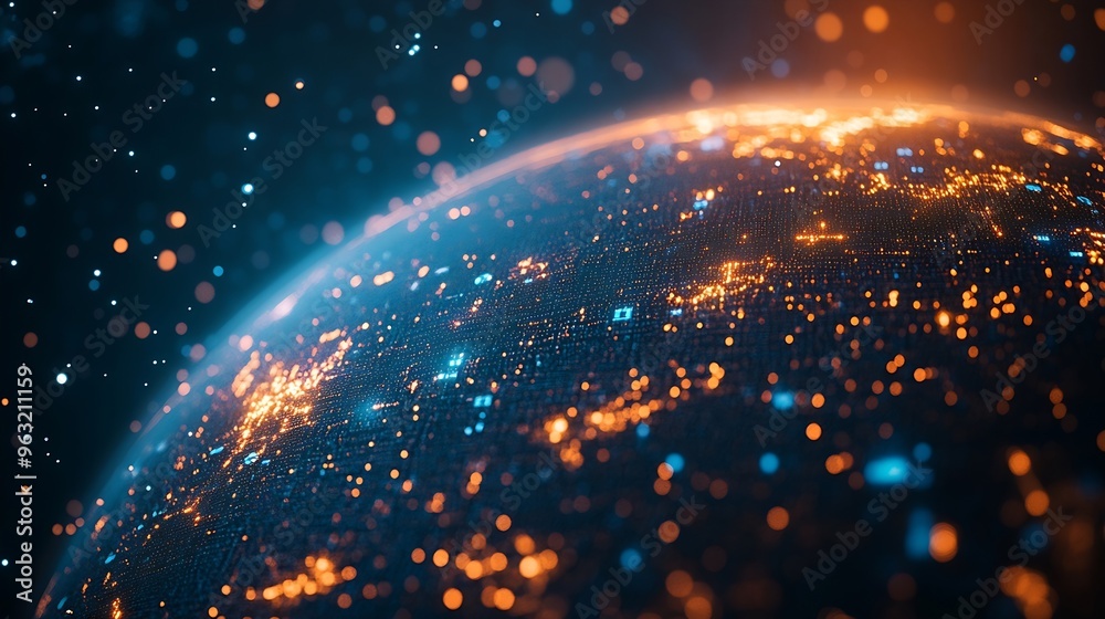 Poster Global communication network concept Worldwide business IoT Internet of Things concept : Generative AI