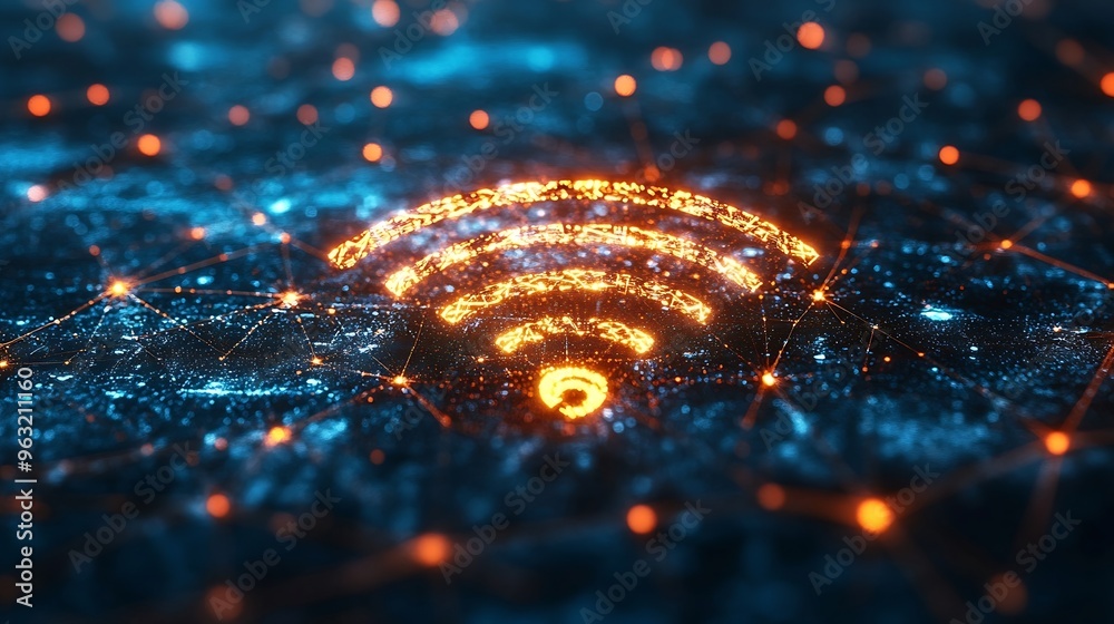 Leinwandbilder Wireless technology concept global network connections WiFi networking Speed Wireless internet connection communication technology Cyberspace Blockchain Cloud computing and big data : Generative AI