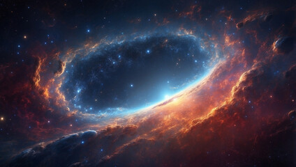 Fototapeta premium Illustration of a Space Cosmic Background with a Supernova
