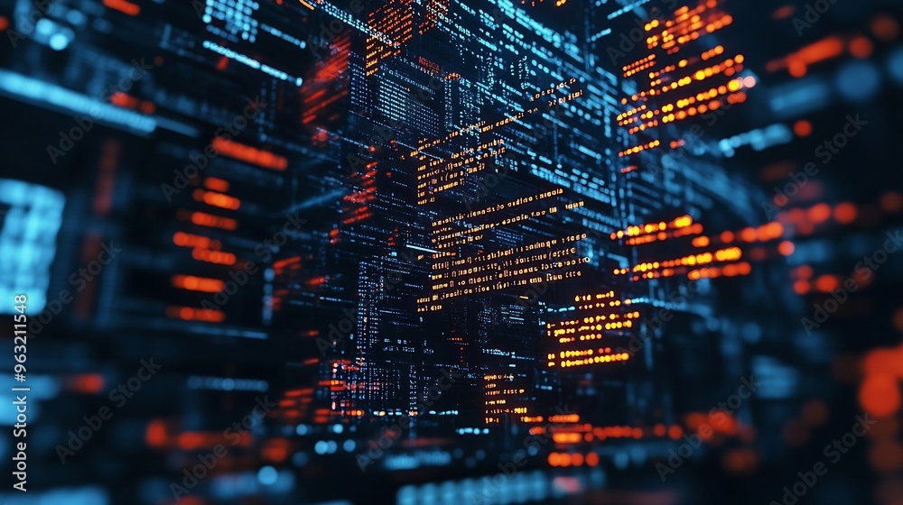 Fototapete Digital technology software development AI Artificial Intelligence concept Computer programmer or software engineer programming with computer code and cloud computing technology backgr : Generative AI