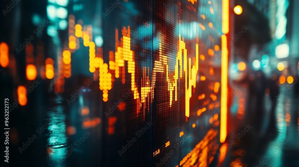 Poster rate exchange trader graph chart economic growth business in the stock market index fund concept of trade forex digital technology online Buy and sell stocks strategy analysis investor : Generative AI