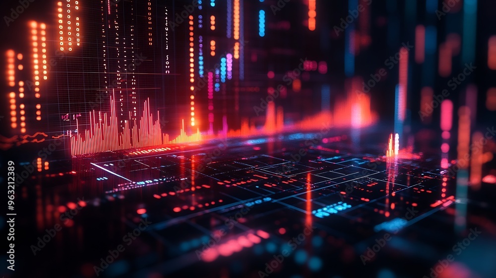 Aufkleber Analysis data for business and data management system concept report with graph or chart and metrics connected to database Corporate strategy for finance operations sales marketing : Generative AI
