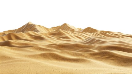 Sand dune from a desert on a white background with clipping path