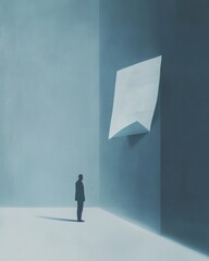 A person fades as a crumpled job offer letter symbolizes lost opportunities and unemployment