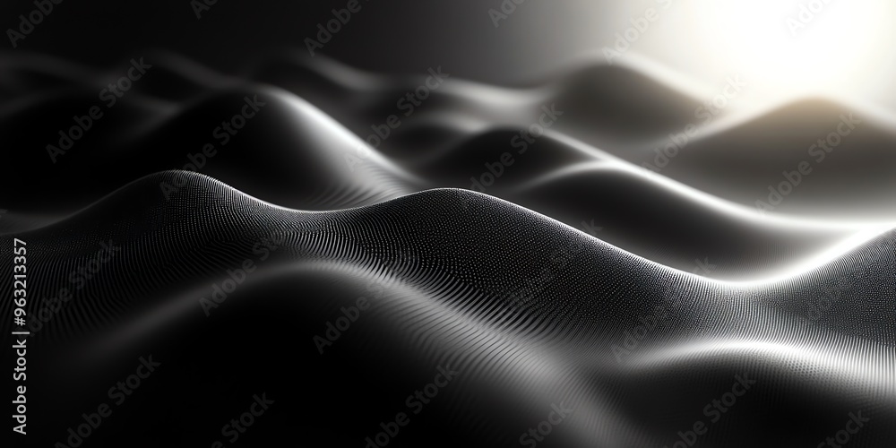 Poster abstract wavy background with black and white gradient.
