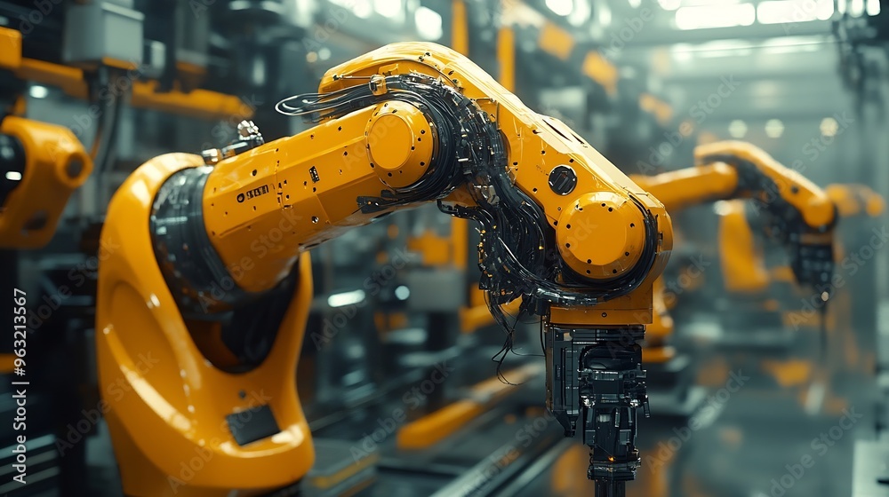 Leinwandbilder smart industry robot arms for digital factory production technology showing automation manufacturing