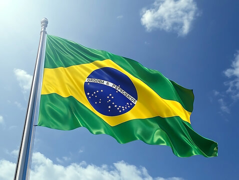 waving colorful national flag of Brezil