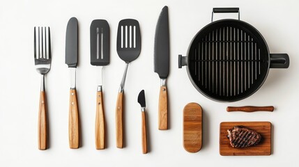 Fototapeta premium Grilling Essentials: Tools and Ingredients for the Perfect Barbecue