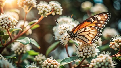 Fototapeta premium a beautiful butterfly on blooming flowers